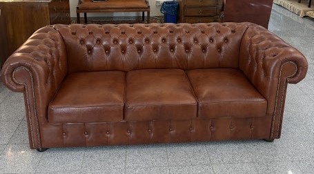 Chesterfield XL Classic 3 Sitzer Ledersofa Antikcognac (A4)